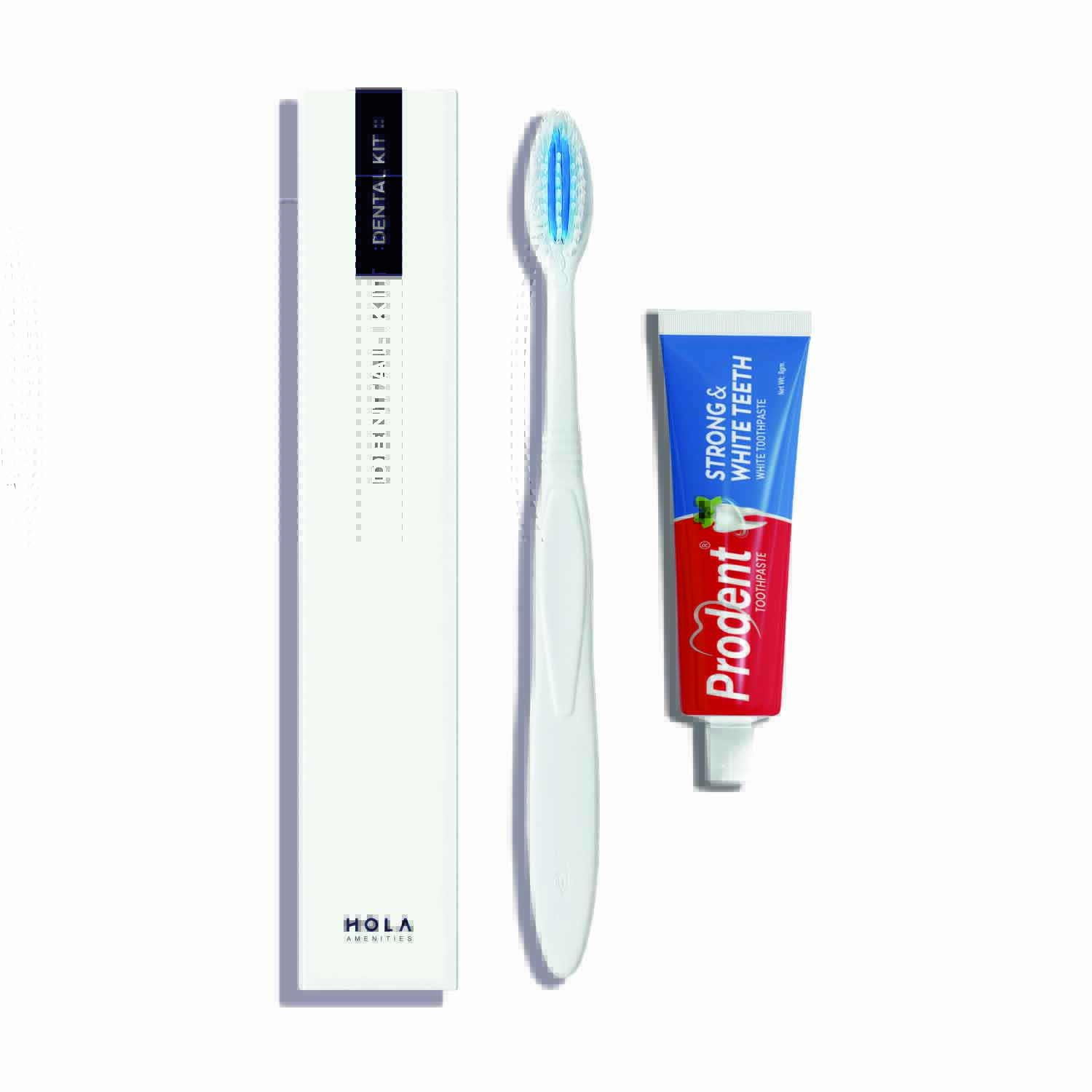 Hotel dental kits with travel toothbrush and toothpaste kit by Hola Amenities for hotel guest amenities and bulk supply in India