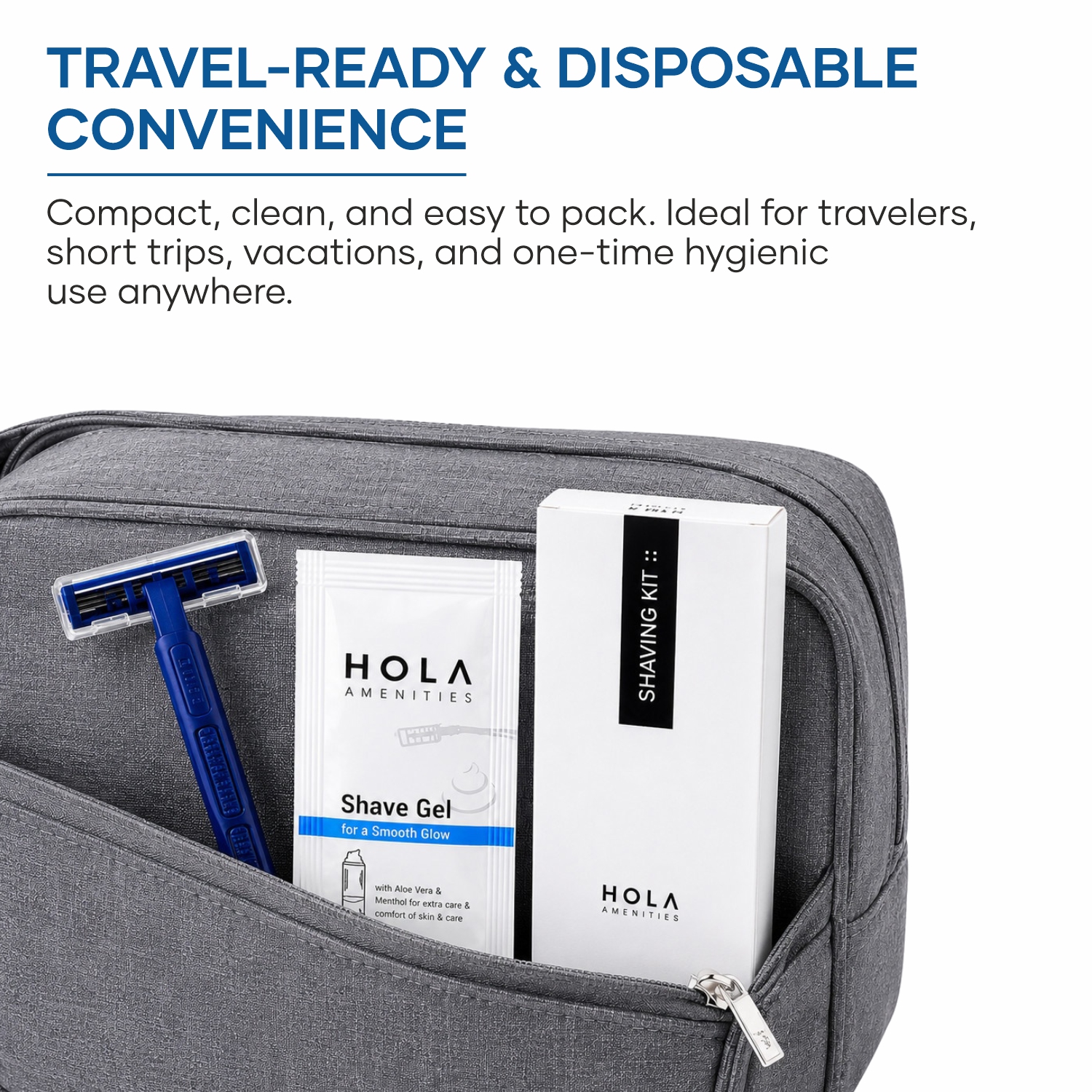 HOLA hotel guest shaving kit with razor and shave gel for hospitality amenities
