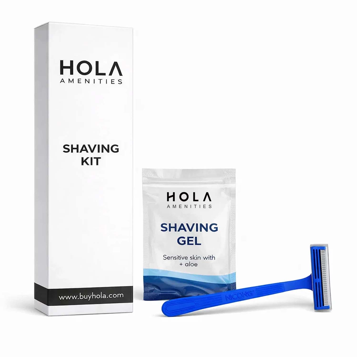 Hotel shaving kit with disposable razor and shaving cream for guest amenities, hotels, resorts, Airbnb and travel grooming kit India - Hola Amenities