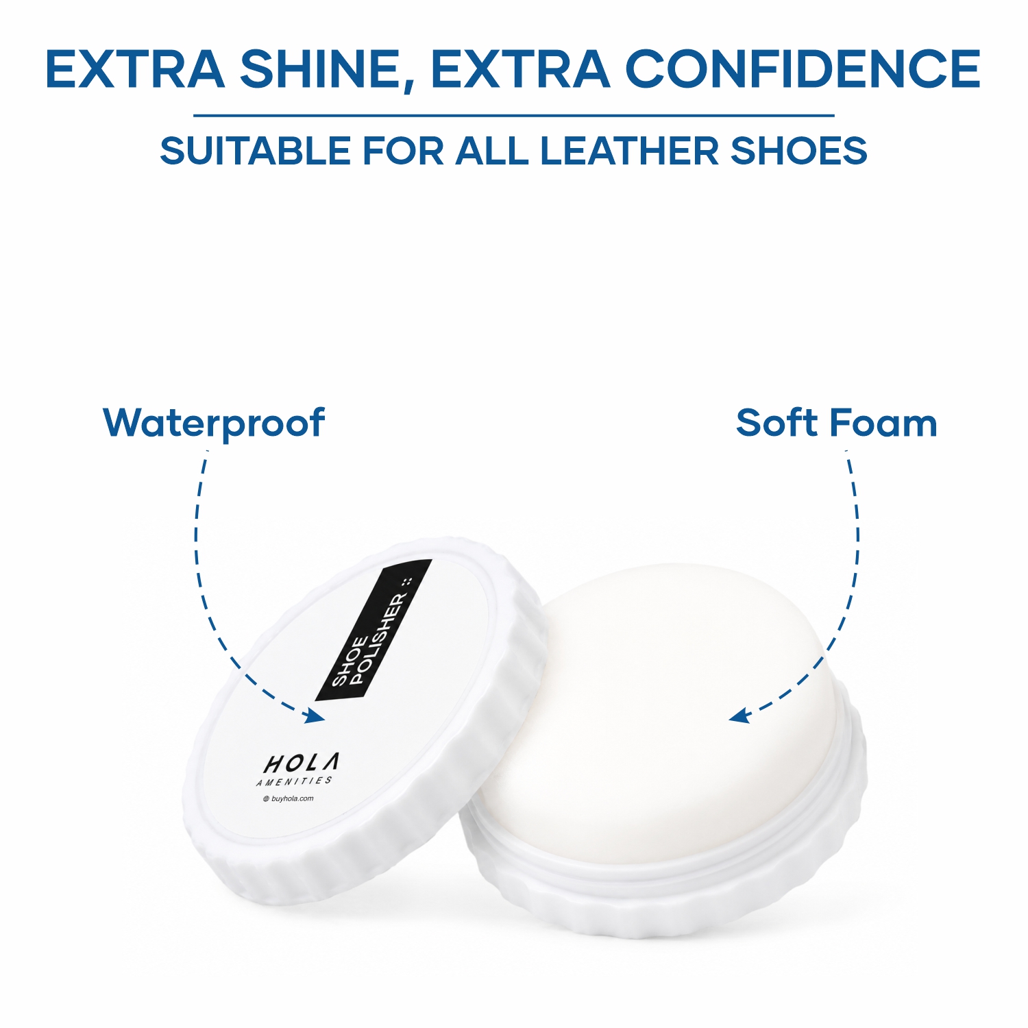 HOLA shoe polisher sponge for leather shoes, hotel rooms and travel amenities