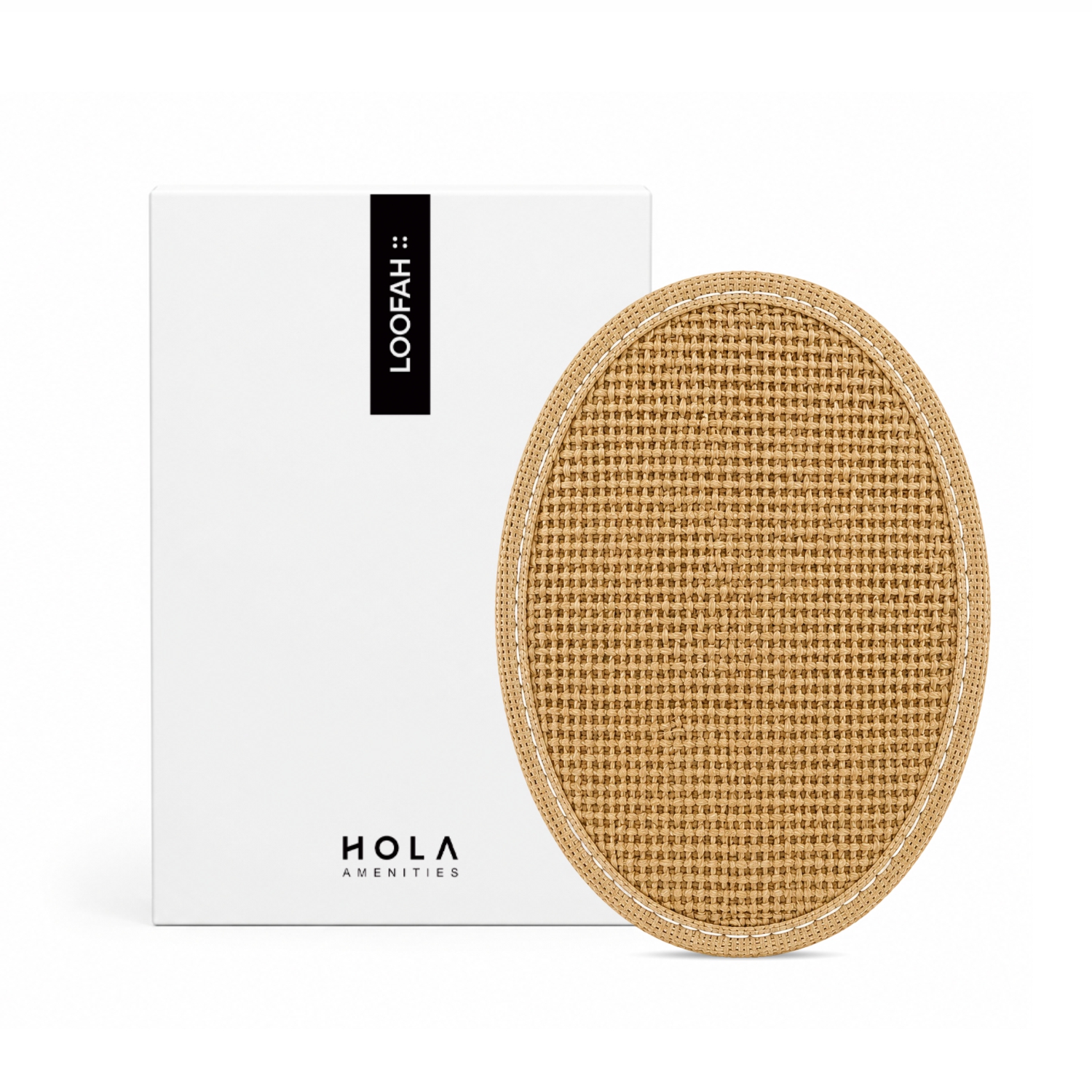 Hotel loofah sponge by HOLA Amenities for hotels, resorts, spas, guest bathroom amenities and travel use