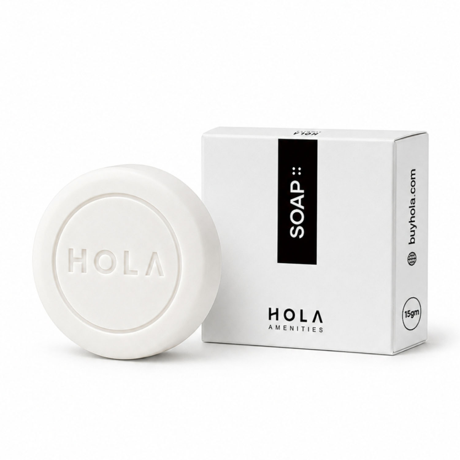 Hotel Soap Round 15gm by HOLA for hotels, resorts, Airbnb guest rooms and bulk hotel amenities supply