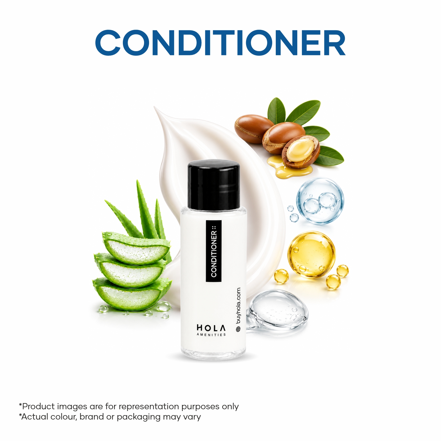 Hotel hair conditioner for hotel amenities, guest rooms and hospitality toiletries