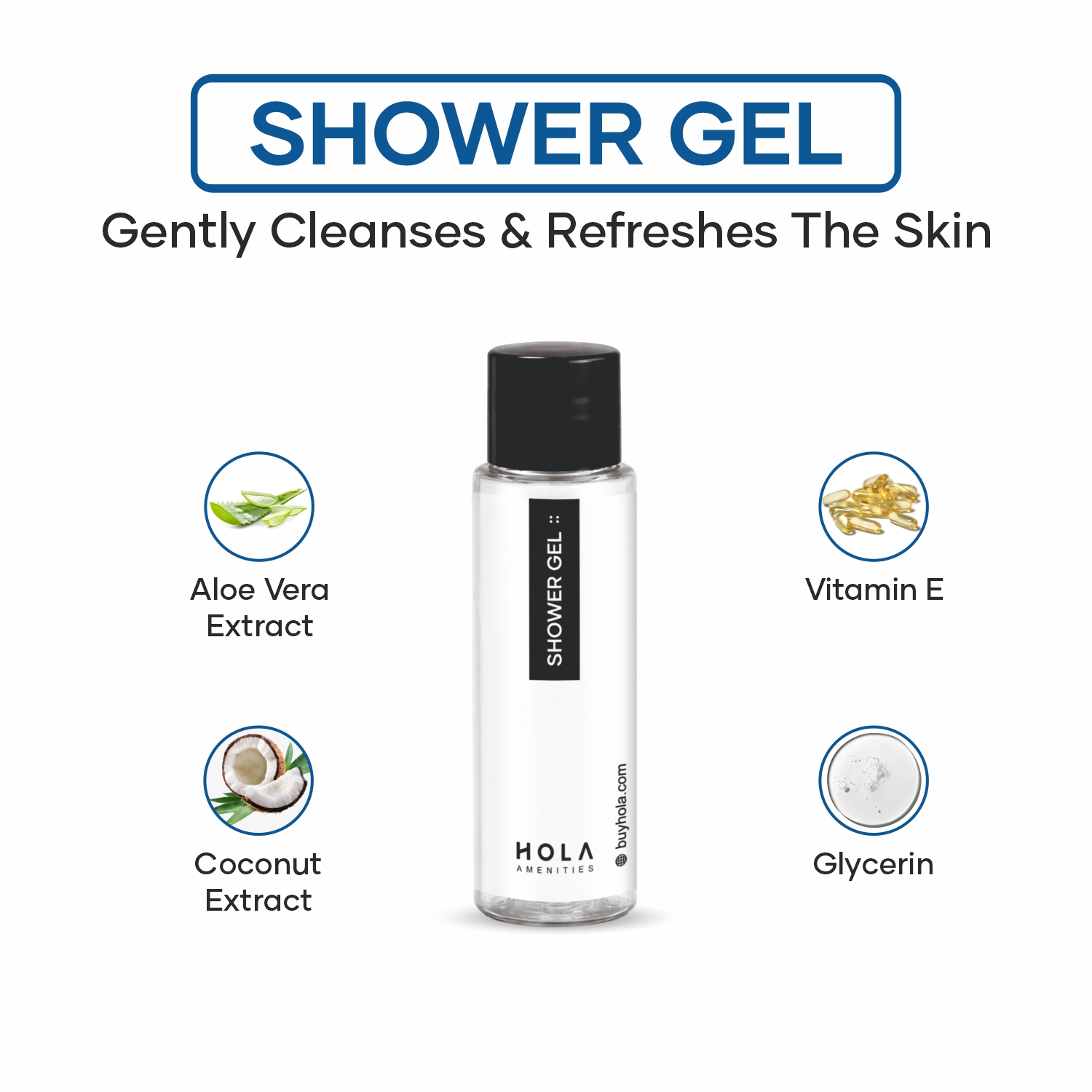 HOLA Hotel Shower Gel 30ml bulk hotel amenities for guest room toiletries and hospitality supply