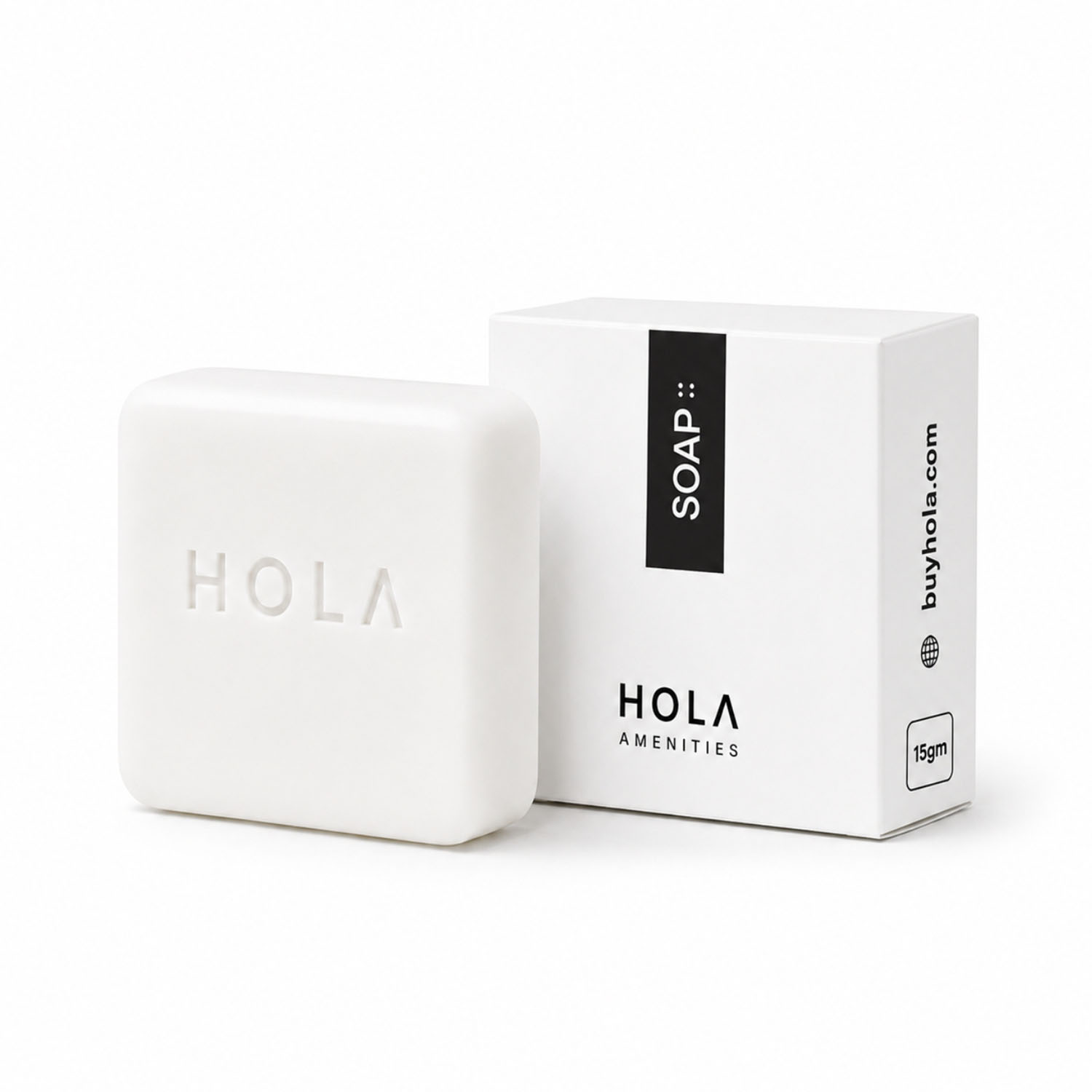 Hotel Soap 15gm Square by HOLA for hotels, resorts, Airbnb guest rooms and bulk hospitality supply