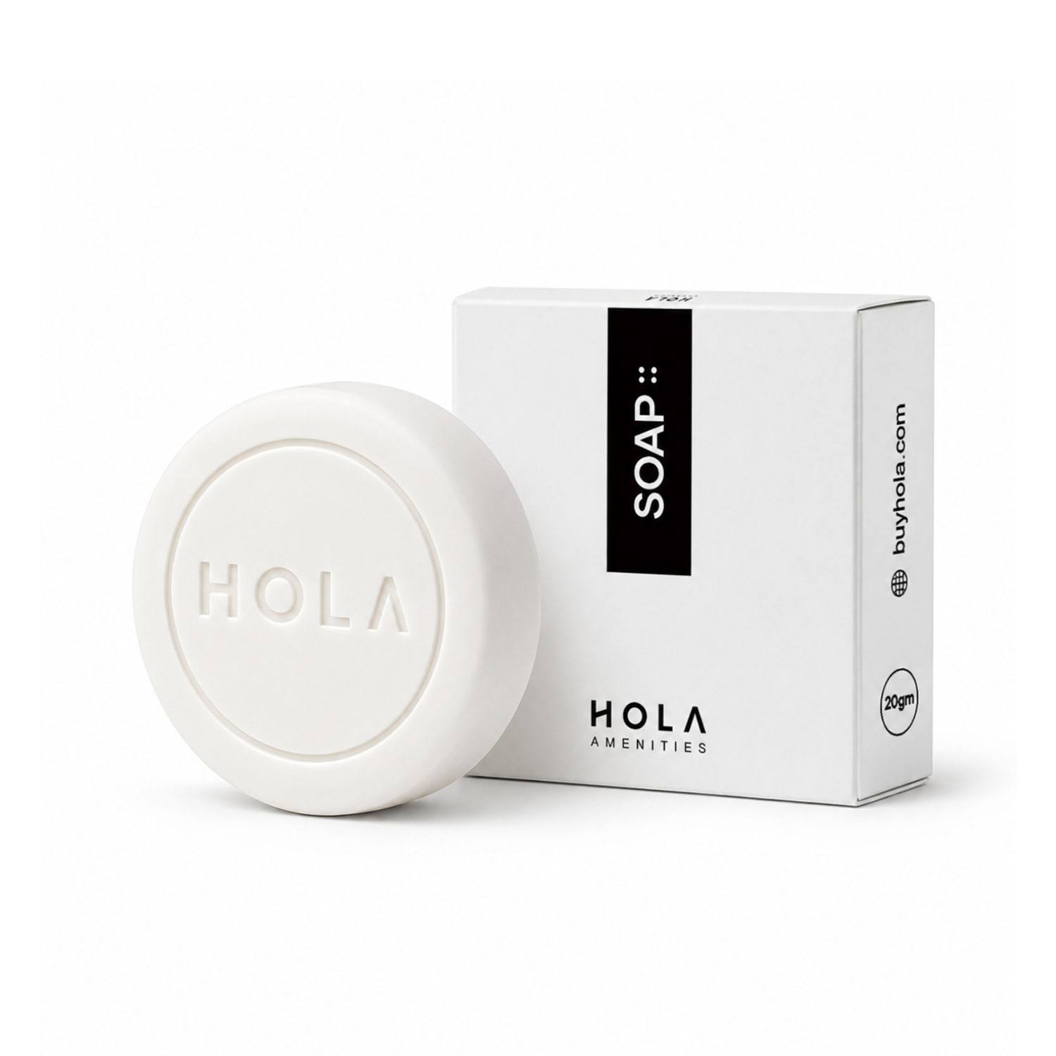 Hotel Soap 20gm Round by HOLA for hotels, resorts, Airbnb guest rooms and bulk hospitality supply